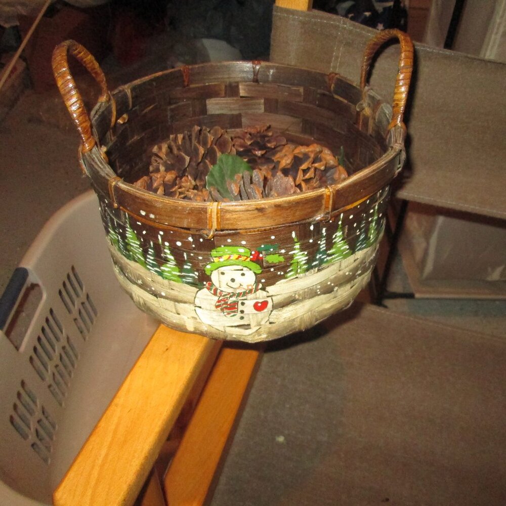 Winter Decorated Basket with handles